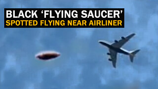 Caught on Tape 2023, UFO 2023 - Black Flying Saucer Caught on Camera Near Airliner