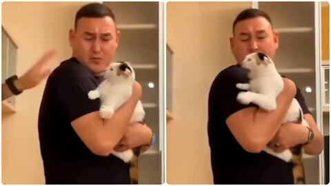 So adorable 😻 this cat's Love for human
