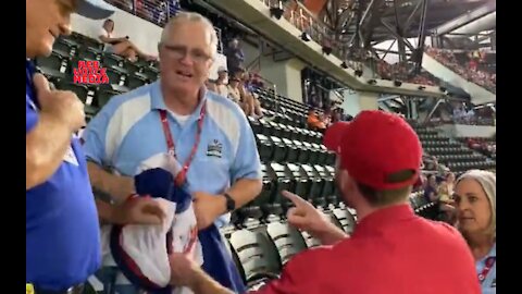 HUGE TRUMP WON Flag Almost Stolen By Security At Texas Rangers Game