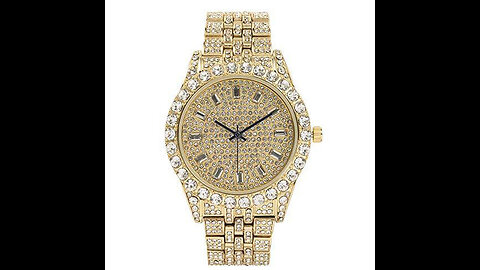 Men's Fashion Crystal Watch Luxury Diamond Bracelet Watch Big Face Square Full Bling Iced Out W...