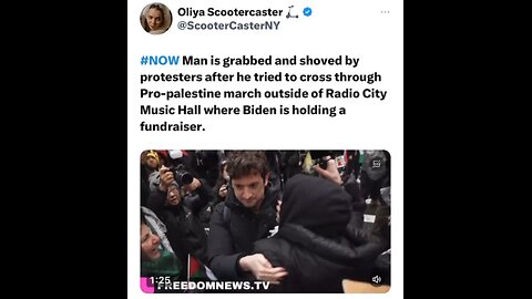 Man tries to walk through a Palestinian protest and is immediately shoved backwards