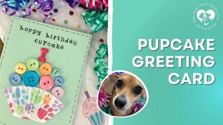 Handmade Button Pupcake Birthday Card