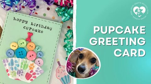 Handmade Button Pupcake Birthday Card