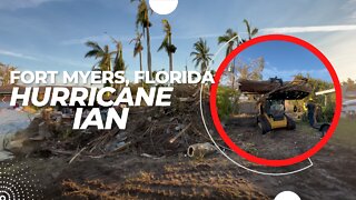Hurricane Ian | Removing Tree Fallen off House | Tree Removal And Yard Clean Up