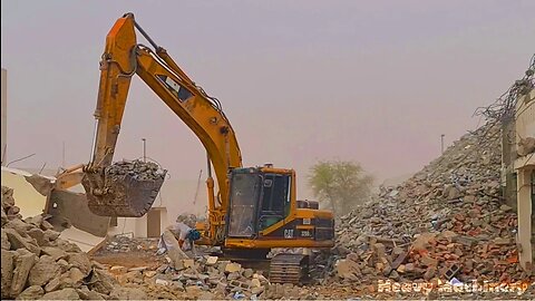Heavy machinery at demolition site