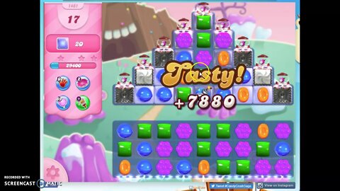 Candy Crush Level 1461 Audio Talkthrough, 2 Stars 0 Boosters