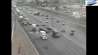 TRAFFIC CAM: Crash on I-15 at Cheyenne Avenue blocks lane, causes heavy delays