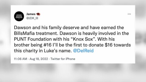 Buffalo Bills fans donating to PUNT Pediatric Cancer Collaborative in honor of Luke Knox