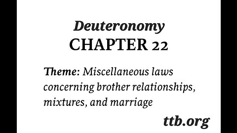 Deuteronomy Chapter 22 (Bible Study)