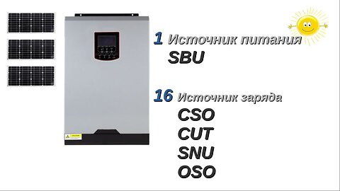 режимы Sbu + зарядки, гибридный инвертор, настройки