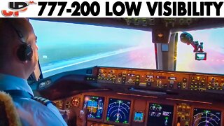 Piloting BOEING 777 in Low Visibility | Cockpit Views