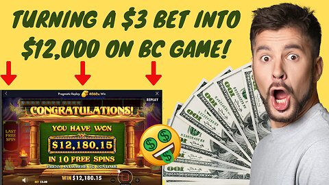 🎉💰 Top Slot Wins 2023! Turning a $3 Bet Into $12,000! Playing Book of Golden Sands on BC Game! 📚💎