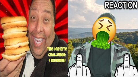 The One Bite Challenge: 4 Burgers...Food Challenge! (JoeysWorldTour) REACTION!!! (BBT)