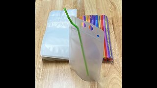 100PCS Drink Pouches with 100 Drink Straws, Reusable Smoothie Bags Juice Pouches, Heavy Duty Ha...