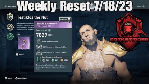 Assassin's Creed Odyssey- Weekly Reset 7/18/23
