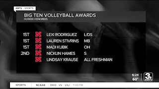 Three Husker Volleyball Players Named 1st Team All-Big Ten