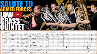 "Armed Forces Salute" Low Brass Quintet: Euphoniums + Trombone + Tuba. Play Along!