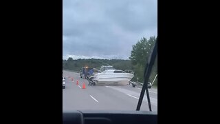 Boat Falls On Highway 401 Ontario