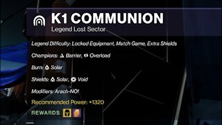 Destiny 2 Legend Lost Sector: The Moon - K1 Communion 8-29-21