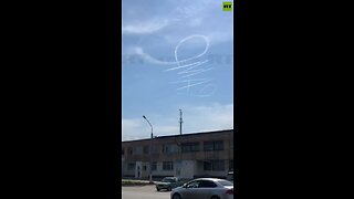 Victory day in Donetsk May 9th on the sky