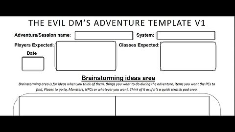 Adventure Template - Brainstorm and planning an Adventure!