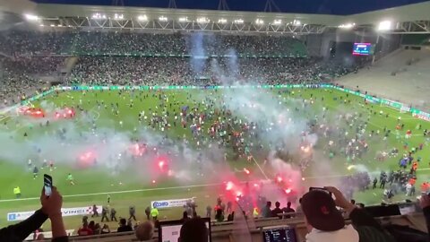 Saint-Étienne fans launch explosives at their own team after the club is relegated from Ligue 1