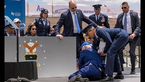 Joe Biden falls on stage at US air force academy ceremony