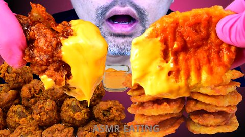 ASMR MUKBANG,Fried Chicken,Black bean noodles,French fries,Eating sound