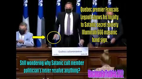 Quebec premier Francois Legault flashes Illuminati hand sign in video.