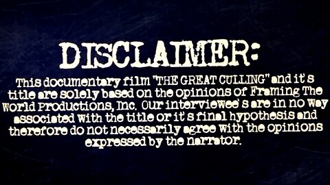 The Great Culling, Pt 1, Fluoride Poison - Our Water, Documentary!