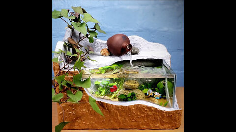 Easy to make an amazing waterfall aquarium for your home