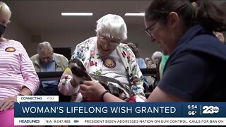 Woman's lifelong wish granted