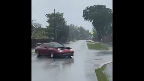 Toyota supra, doing donuts in the rain