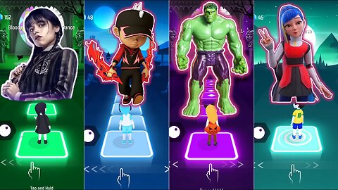 BOBOIBOY VS HULK VS WEDNESDAY VS ALICIA | Tiles Hop