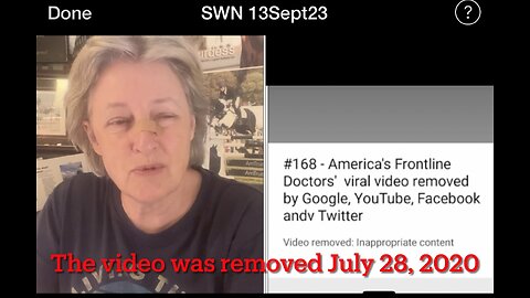 SWN 13Sept23 - censorship - Frontline Doctors - 2000 Mules