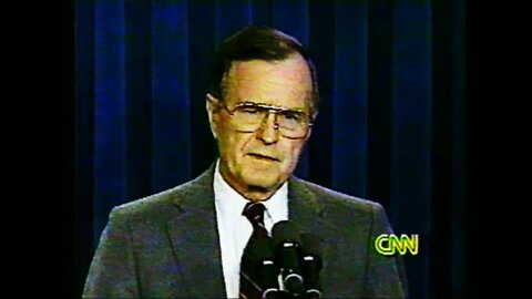 Vintage CNN - Iraq War Day 1 - George Bush Address - Pt 4of15 - Jan 16-1991