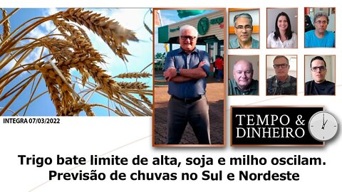 Trigo bate limite de alta, soja e milho oscilam. Previsão de chuvas no Sul e Nordeste