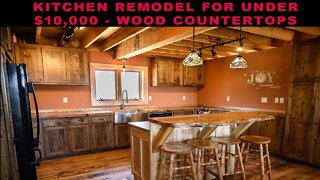 DIY KITCHEN REMODEL Under $10,000 - Wood Countertops from rough-sawn oak.