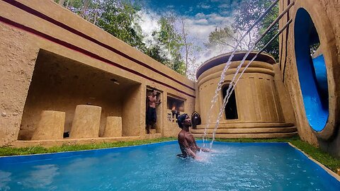 100 Days Building An Underground Temple House With Water Slide To Underground Swimming Pool