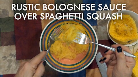 The best Italian meat sauce ever! Rustic Bolognese Sauce over Spaghetti Squash. ASMR