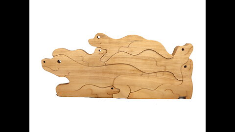 Handmade Wooden Gecko Family Animal Puzzle 1376471837