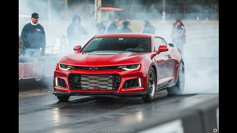 Camaro ZL1 9.2 pass at Cecil County dragway . Big burnout.