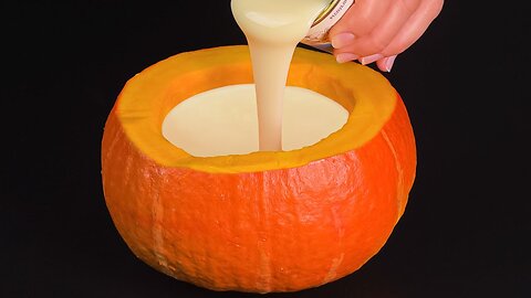 Pour condensed milk into pumpkin! TOP autumn dessert! Incredibly delicious