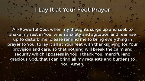 I Lay It at Your Feet Prayer (Prayer for Peace of Mind)