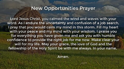 New Opportunities Prayer (Prayer for Job Seekers)