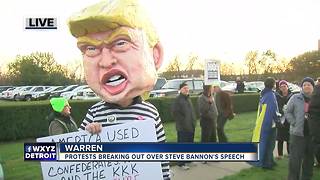 Protests breaking out over Steve Bannon's speech in metro Detroit