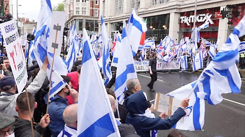 Solidarity With Israel Rally outside the Israeli Embassy in London with Tommy Robinson 23.5.21