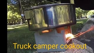 Truck camping and travel - Truck camper cookout.