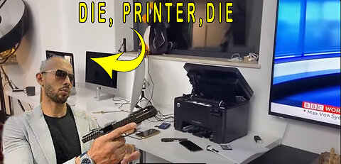 Andrew tate destroys the printer for fun (Funny moments)