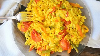 Budget Friendly One Pot Flavourful and Colourful Golden Vegetable Rice!